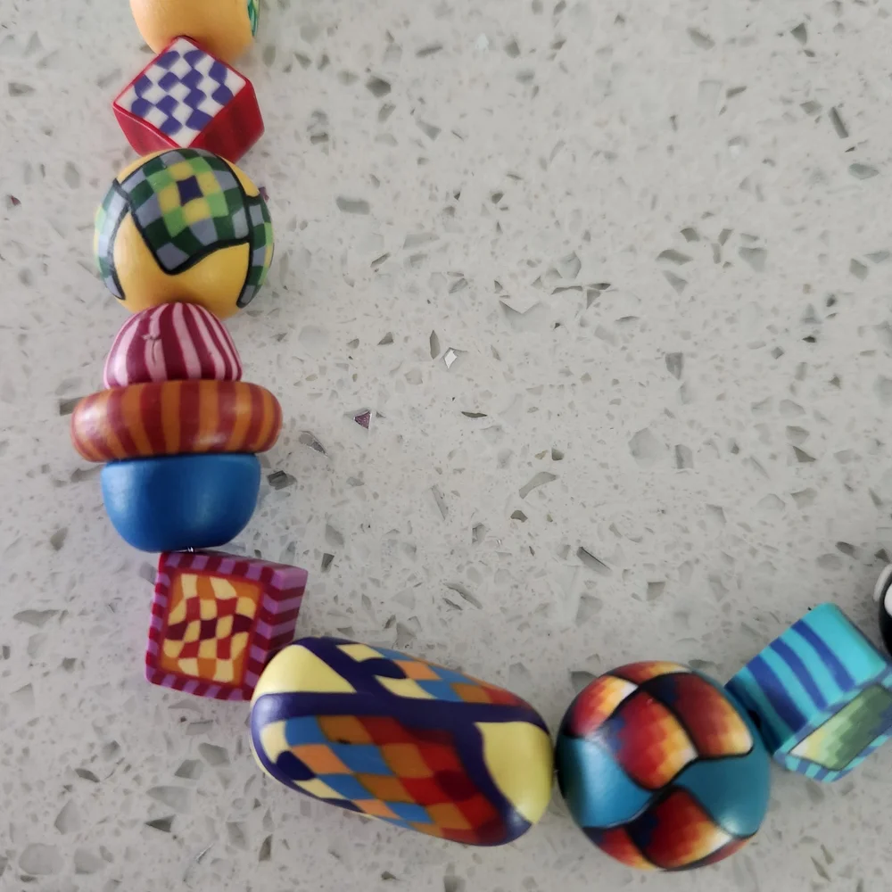 Karyn Kozak Polymer Clay Multicolor Handcrafted Beaded Women’s Necklace - Picture 9 of 15